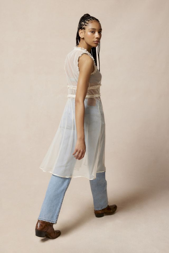 Sleeveless Sheer Layering Robe #4