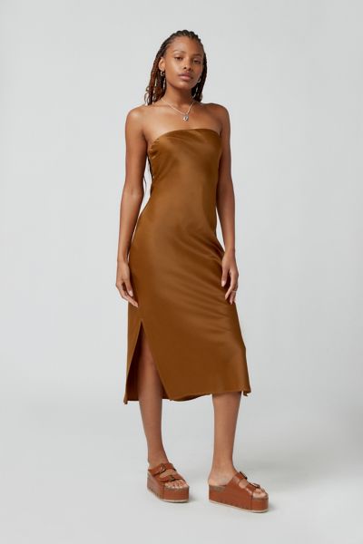 UO Rina Satin Strapless Mini Dress