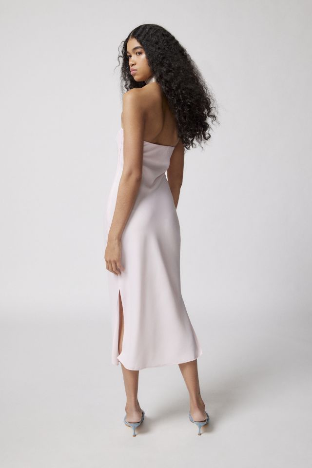 UO Rina Satin Strapless Midi Dress #3