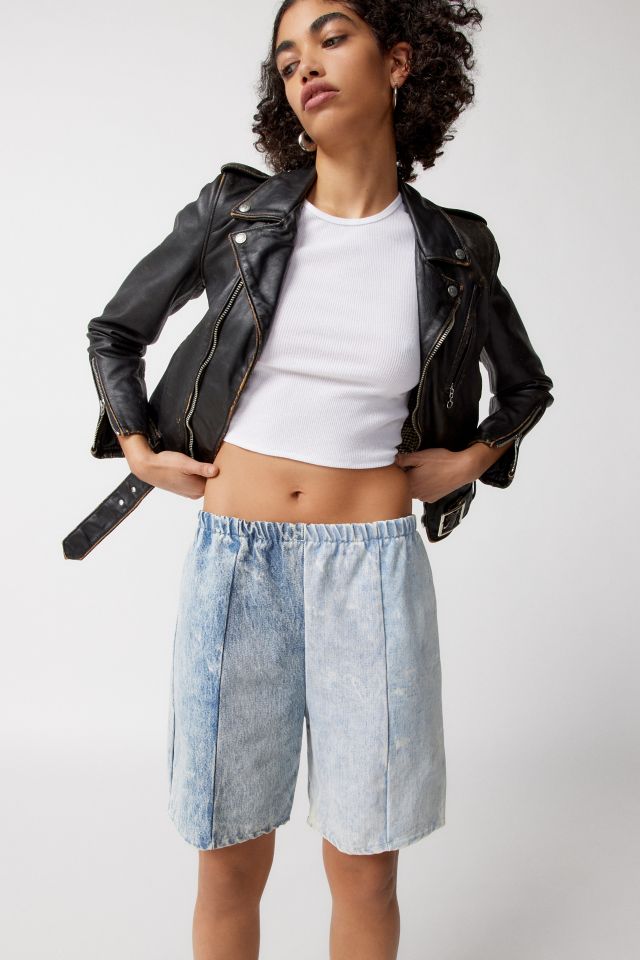 Urban Renewal Remade Acid Wash Pieced Denim Pull-On Short #3