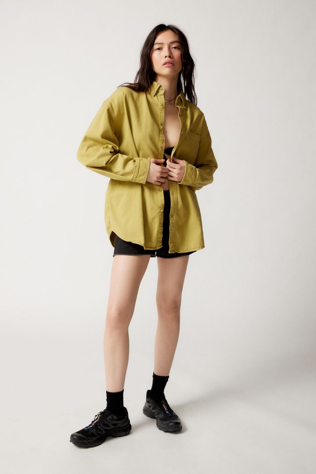 Urban Renewal Remade Oversized Overdyed Denim Long Sleeve Shirt #1