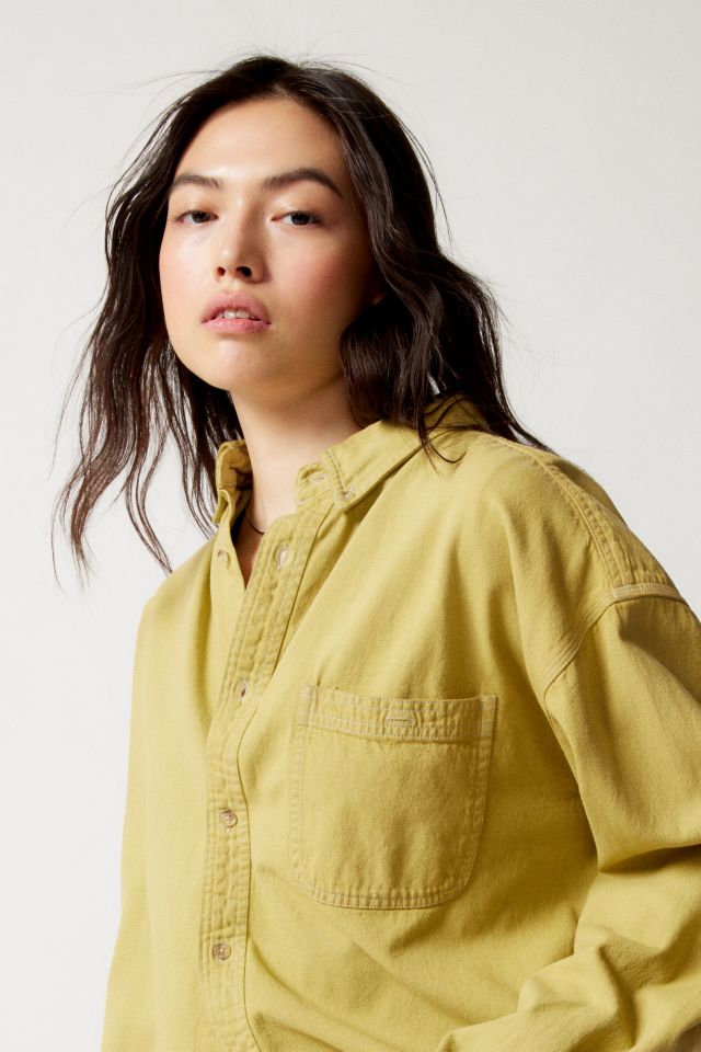 Urban Renewal Remade Oversized Overdyed Denim Long Sleeve Shirt #3