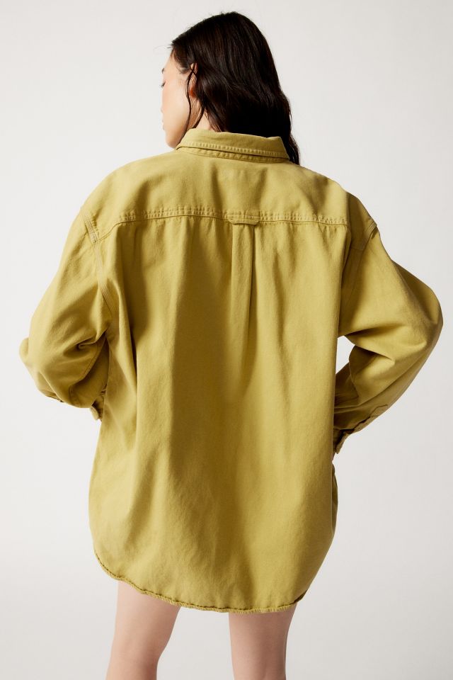 Urban Renewal Remade Oversized Overdyed Denim Long Sleeve Shirt #4