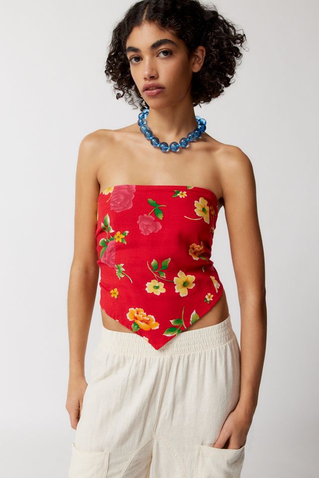 Urban Renewal Remade Floral Tie-Back Scarf Tube Top | Urban Outfitters