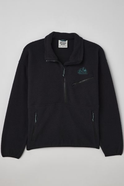 MARMOT '94 ECO RECYCLED PILE FLEECE QUARTER ZIP SWEATSHIRT IN BLACK, MEN'S AT URBAN OUTFITTERS