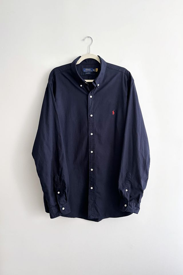 Vintage Polo Ralph Lauren Navy Oversized Oxford Shirt | Urban Outfitters