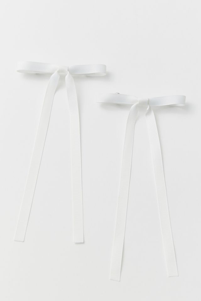 Ribbon Long Hair Bow Barrette Set #1