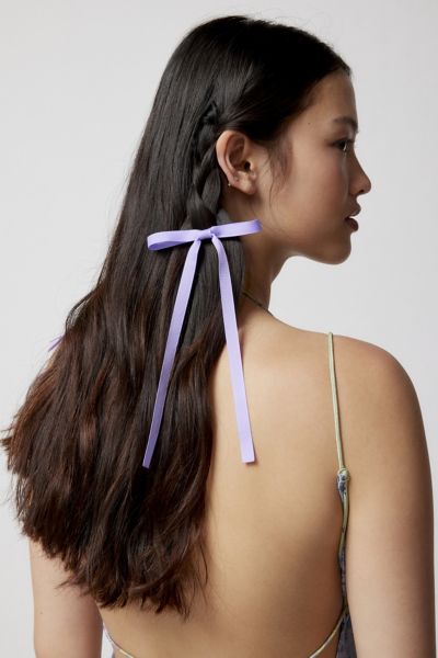 Urban Outfitters Ribbon Hair Bow Barrette Set In Purple