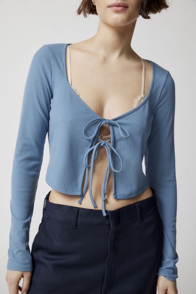 UO Chantel Ribbed Tie-Front Top