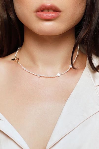 Deux Lions Jewelry Flavia Pearl Necklace In Gold