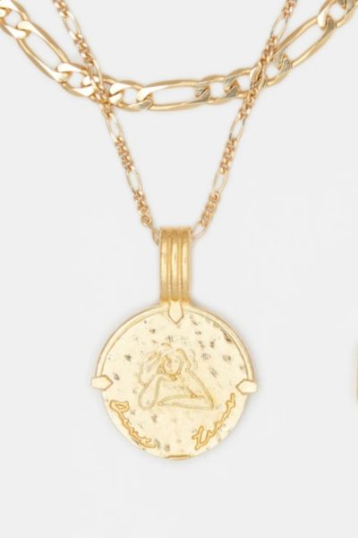 Deux Lions Jewelry Gold Sicilian Zodiac Layered Necklace In Leo