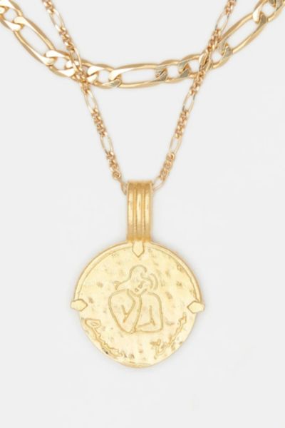 Deux Lions Jewelry Gold Sicilian Zodiac Layered Necklace In Virgo
