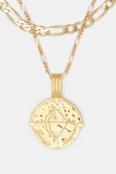 Deux Lions Jewelry Gold Sicilian Zodiac Layered Necklace In Sagittarius