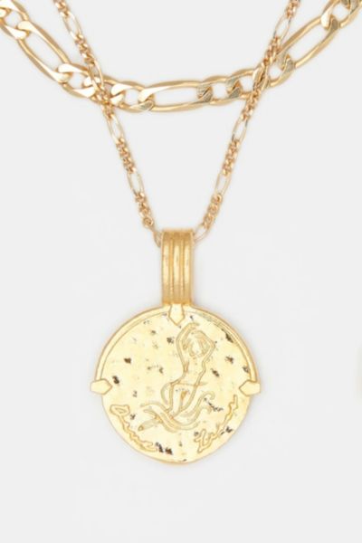 Deux Lions Jewelry Gold Sicilian Zodiac Layered Necklace In Capricorn