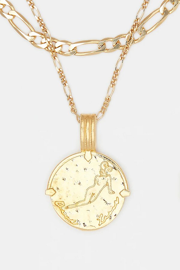 Deux Lions Jewelry Gold Sicilian Zodiac Layered Necklace In Aries