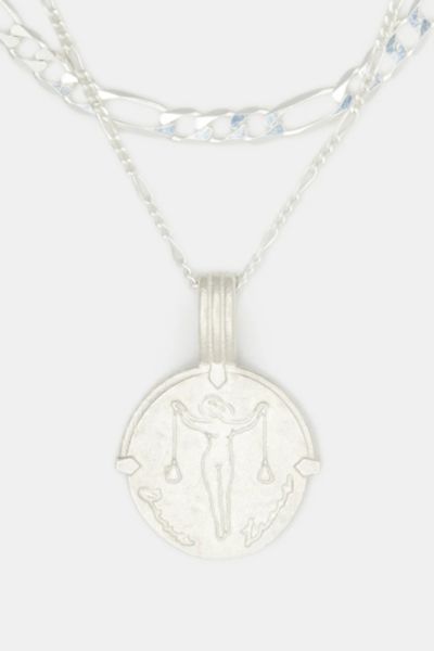 Deux Lions Jewelry Sterling Silver Sicilian Zodiac Layered Necklace In Libra