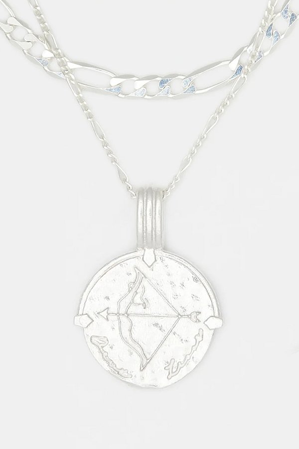 Deux Lions Jewelry Sterling Silver Sicilian Zodiac Layered Necklace In Sagittarius
