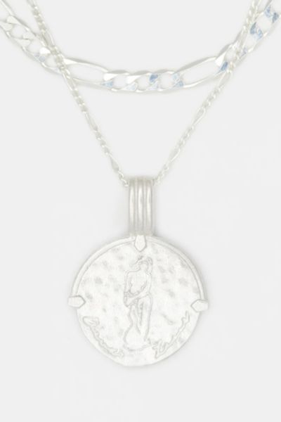 Deux Lions Jewelry Sterling Silver Sicilian Zodiac Layered Necklace In Aquarius