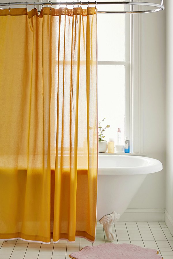 Urban Outfitters Olsen Contrast Edge Shower Curtain In Orange