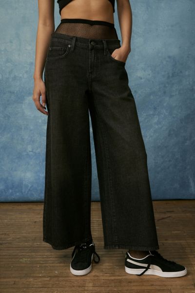 Shop Bdg Joey A-line Cropped Wide-leg Jean In Black, Women's At Urban Outfitters