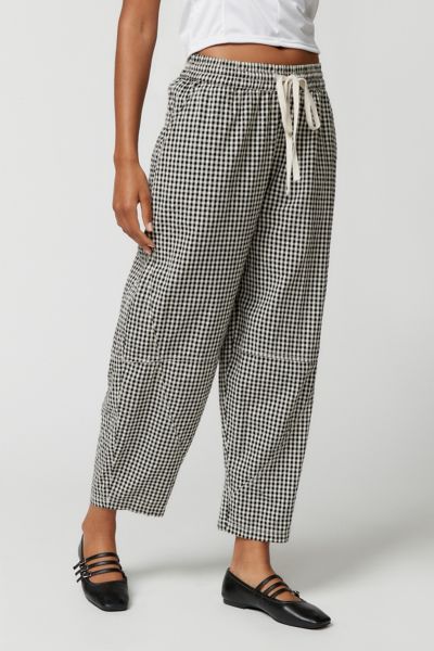 Gingham Linen Patch Pocket Trousers, Blush