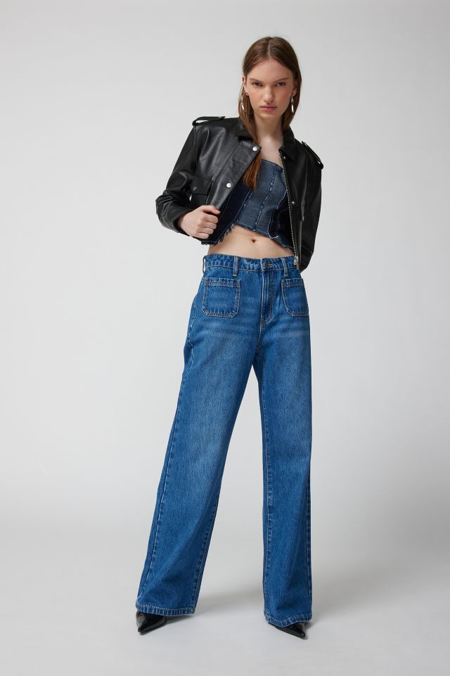 Patch-pocket wide-leg jean