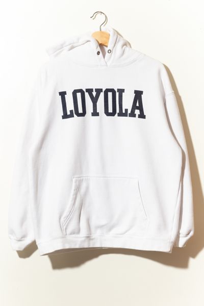 Vintage Y2K Loyola Spell Out White Hoodie Pullover Sweatshirt Urban Outfitters