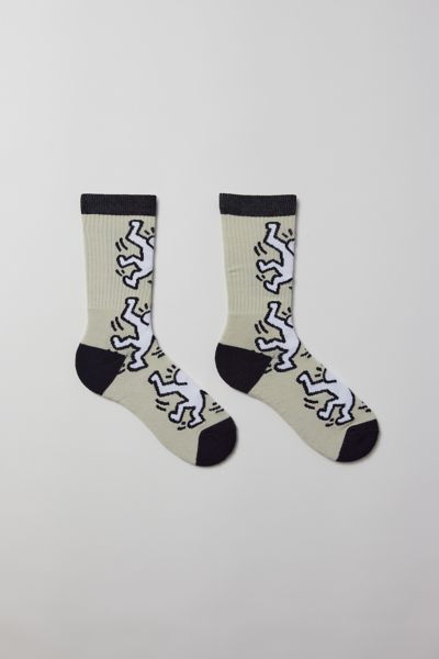 Urban Outfitters Keith Haring Dancing Figure Crew Sock In Cream, Men's At