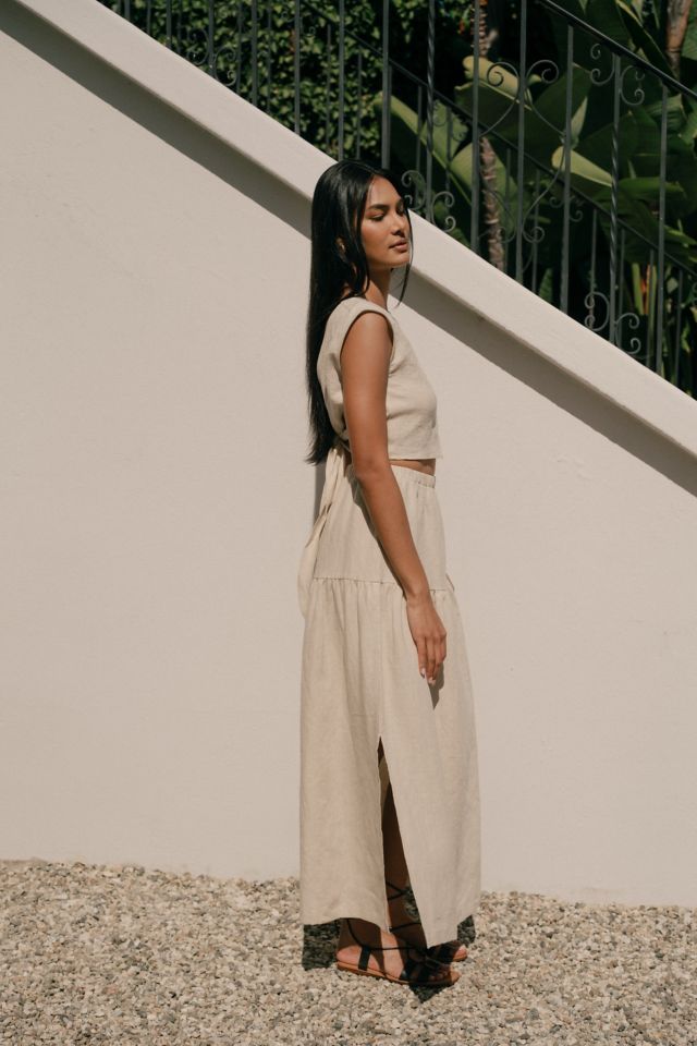 Whimsy + Row Millie Tiered Linen Maxi Skirt #1
