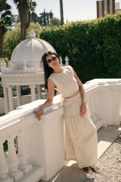 Whimsy + Row Millie Tiered Linen Maxi Skirt