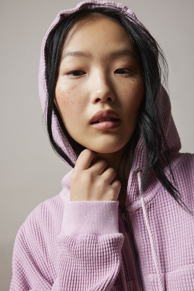 BDG Leah Waffle Knit Zip-Up Hoodie Sweatshirt #3