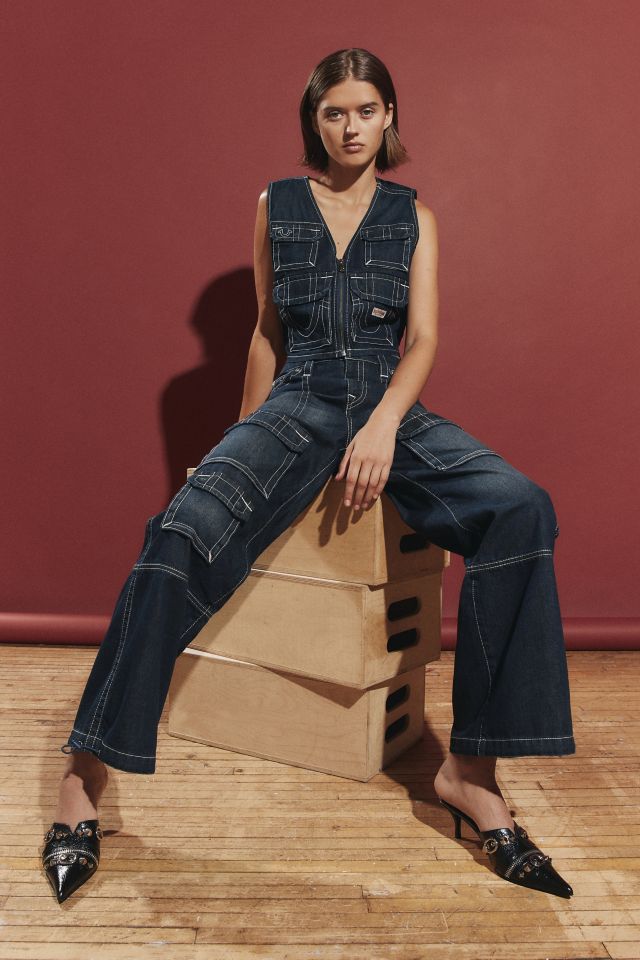 True Religion Super Cropped Denim Utility Vest #1