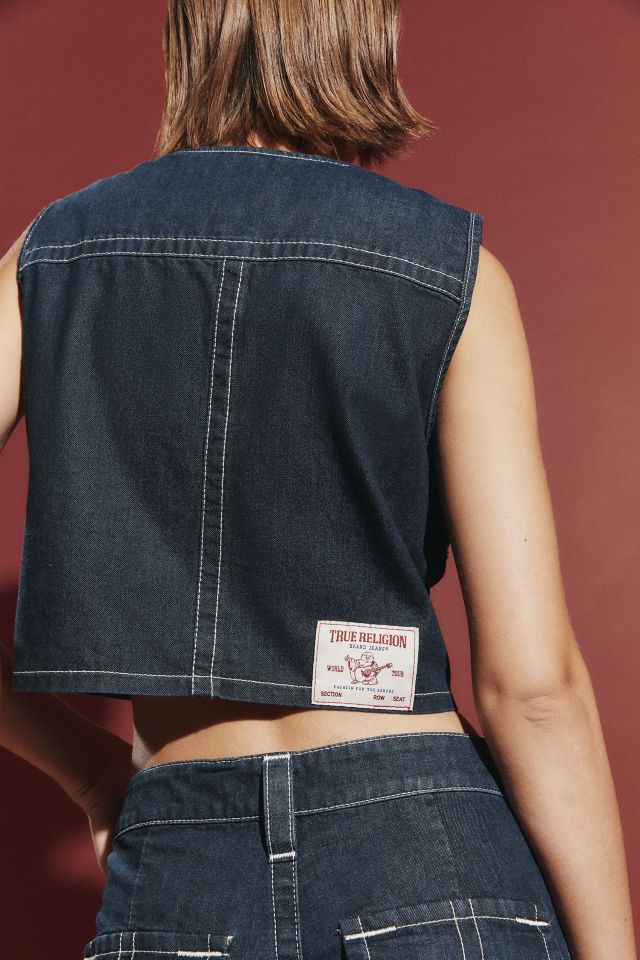 True Religion Super Cropped Denim Utility Vest #2