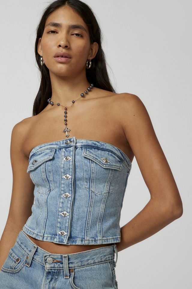 Blue Jean strapless top