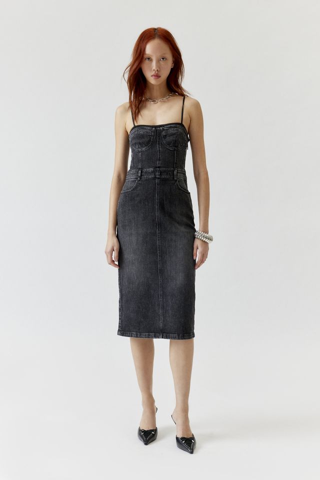 Forbid Bustier Denim Long Dress