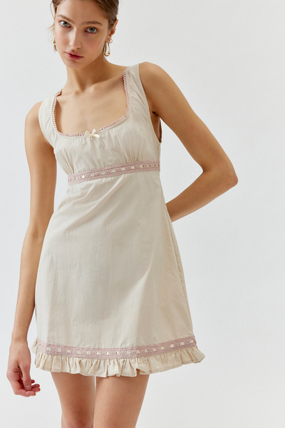 Motel Jacena Mini Dress In Ivory, Women's At Urban Outfitters