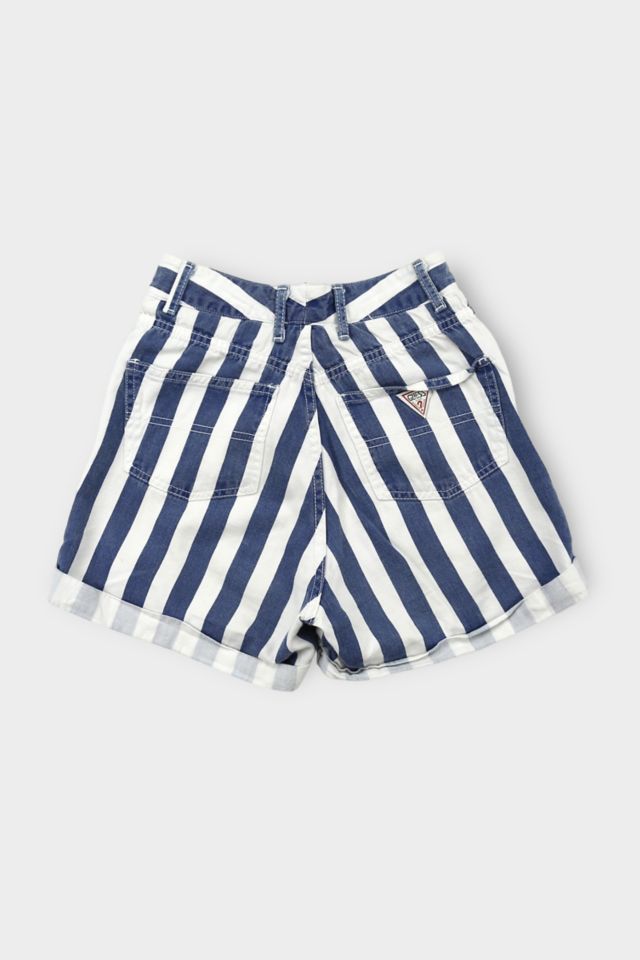 Blue and white store high waisted striped shorts