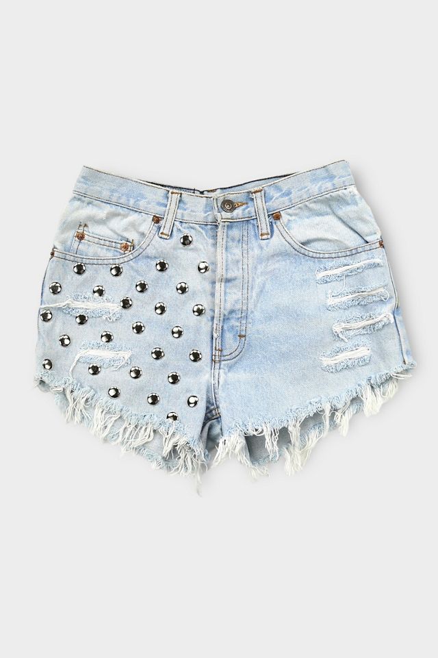 Vintage Levi's® Light Wash Studded Distressed Cut Off Shorts | Urban ...