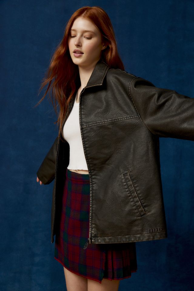 BDG Billy Faux Leather Bomber Jacket