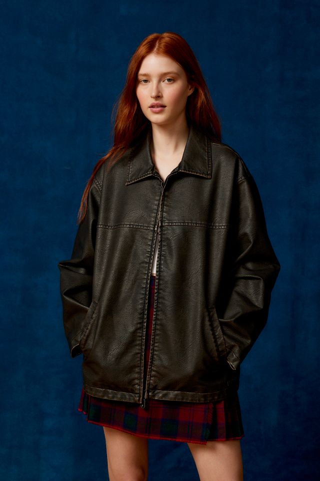 DIANTE★DD STUDS ECO LEATHER BLOUSON BDG Dex Faux Leather Zip-Up Jacket | Urban Outfitters