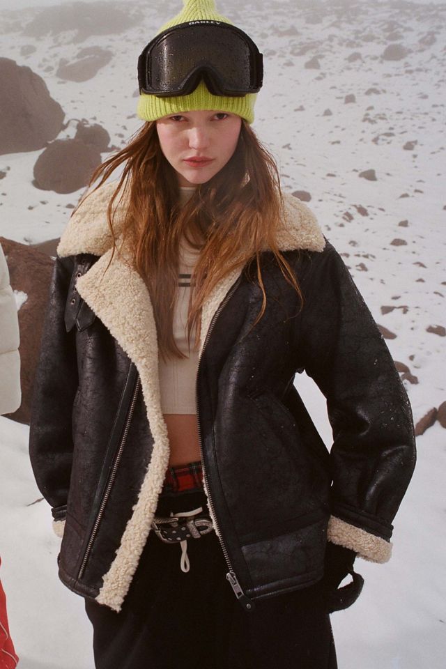 BDG Urban Outfitters Vintage Longline Faux Leather Shearling