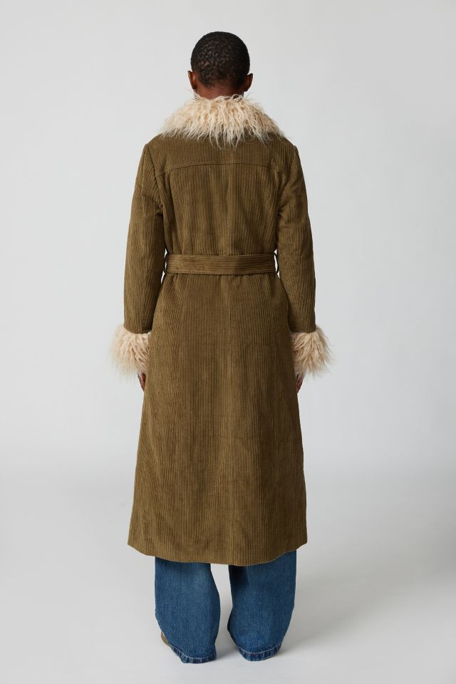 UO Tasha Faux Fur Corduroy Longline Coat #3