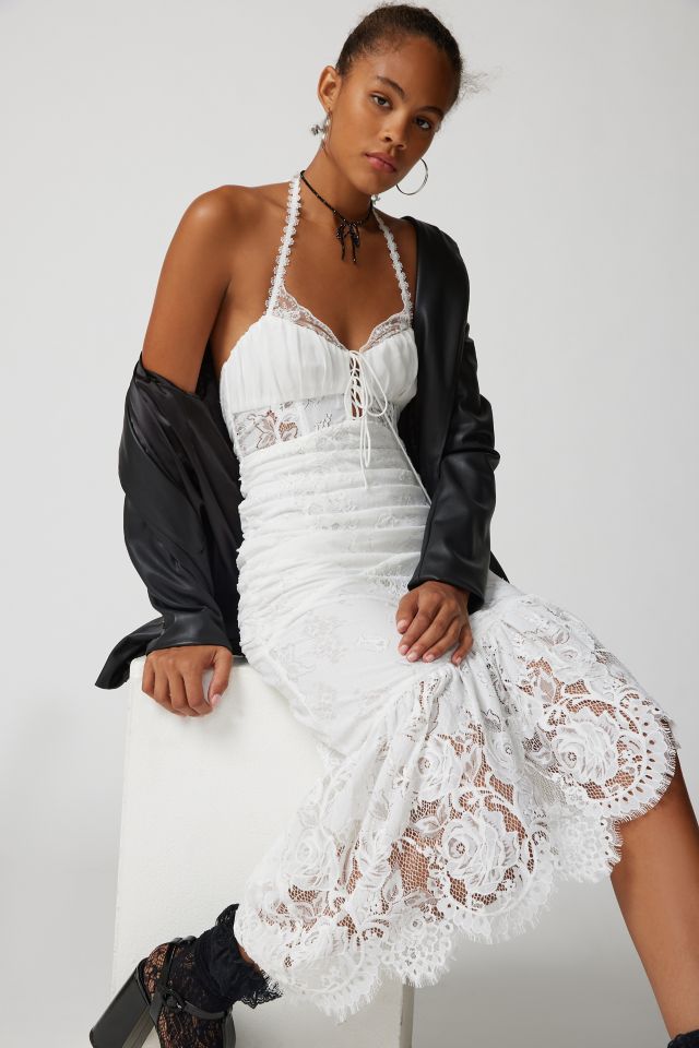 For Love & Lemons Ellis Lace Asymmetrical Midi Dress #1