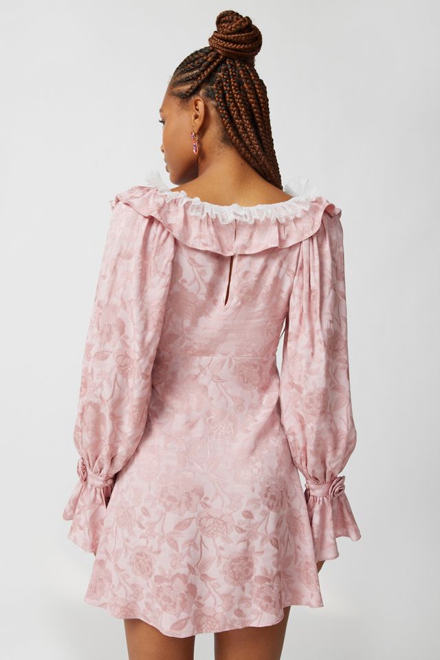 green emerald velvet dress Rose Pink Floral Embroidered Dress - Mini Dresses main image 0
