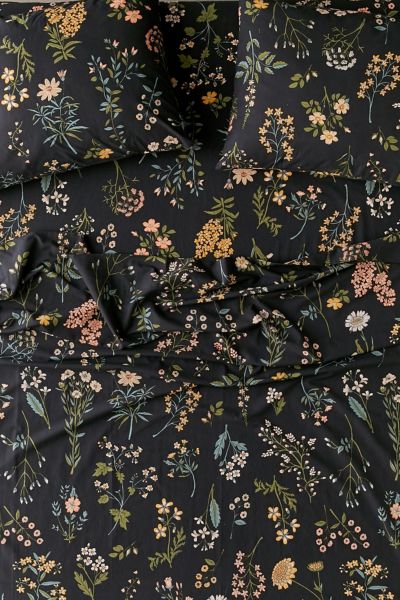Urban Outfitters Myla Floral Sheet Set In Charcoal