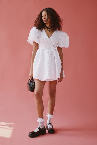 Sister Jane Maria Jacquard Puff Sleeve Mini Dress | Urban Outfitters