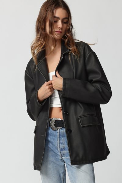 UO Rue Faux Leather Overcoat | Urban Outfitters