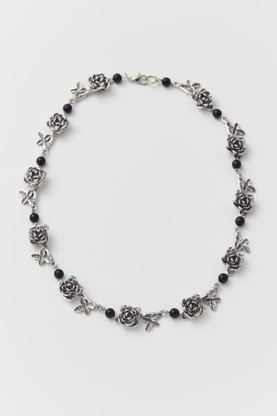 Urban Outfitters Eternal Rose Necklace In Silver, Men's At