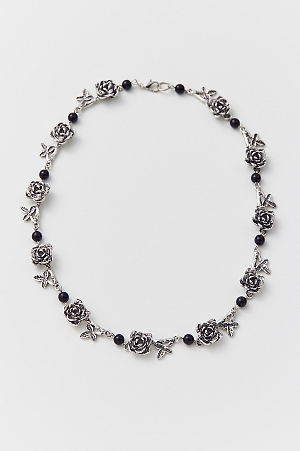 Urban Outfitters Eternal Rose Necklace In Silver, Men's At  In Metallic