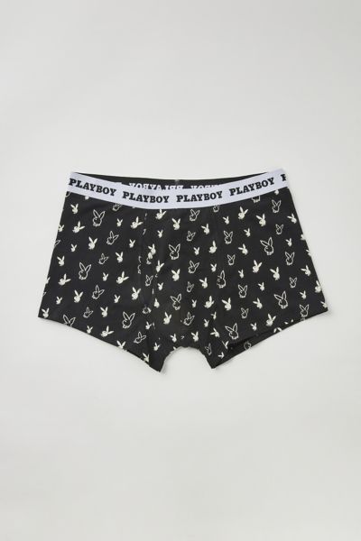 Urban Outfitters Playboy Tossed Icon Boxer Brief In Black, Men's At